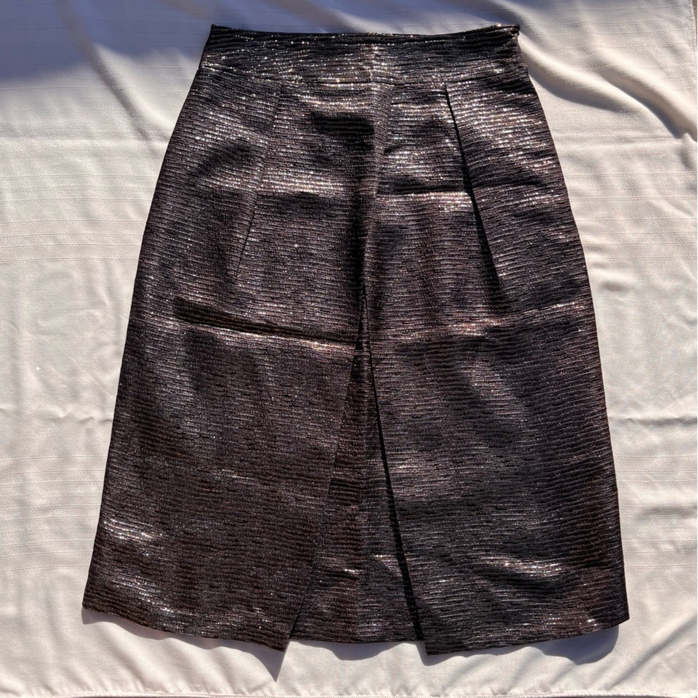 Metallic Pleated A Line Skirt Small NWT